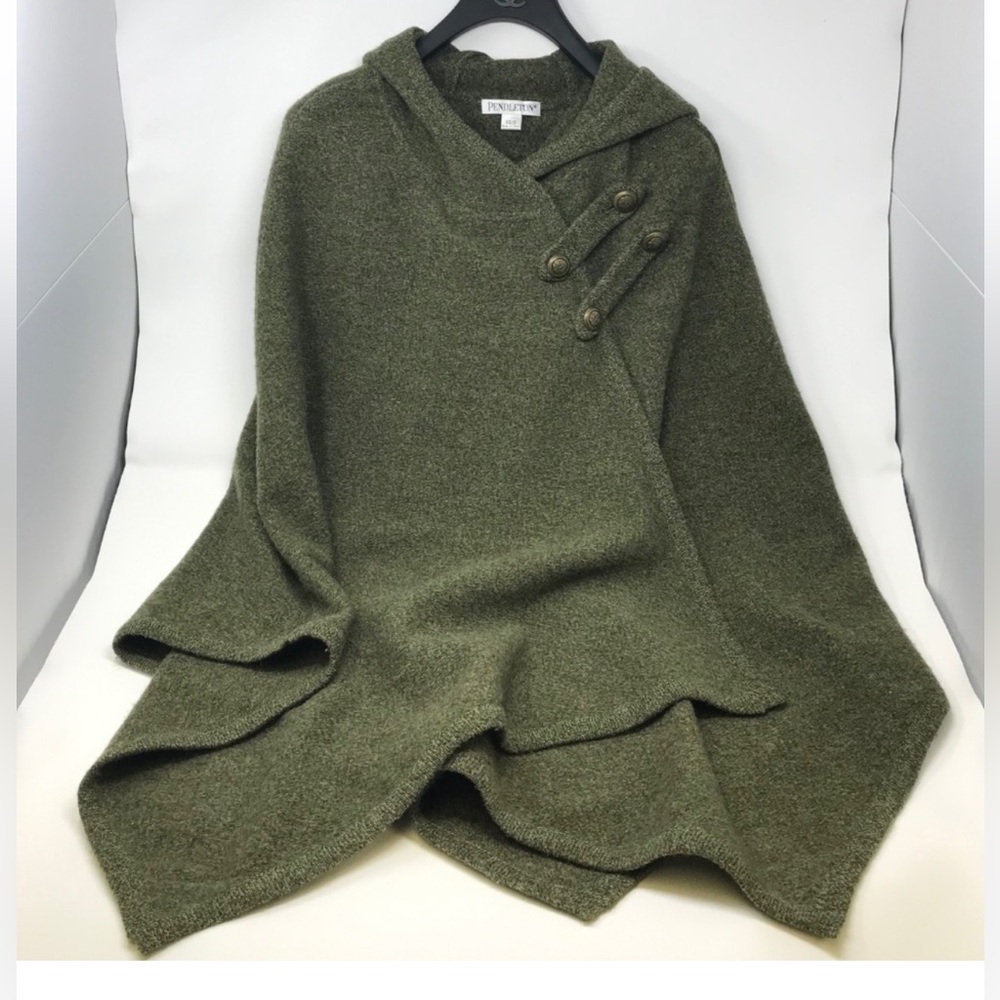 Pendleton Lambs Wool Handkerchief Hem Hoodie Cape… - image 8